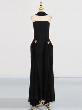 Chic Black Formal Maxi Dress Elegant Black Strapless